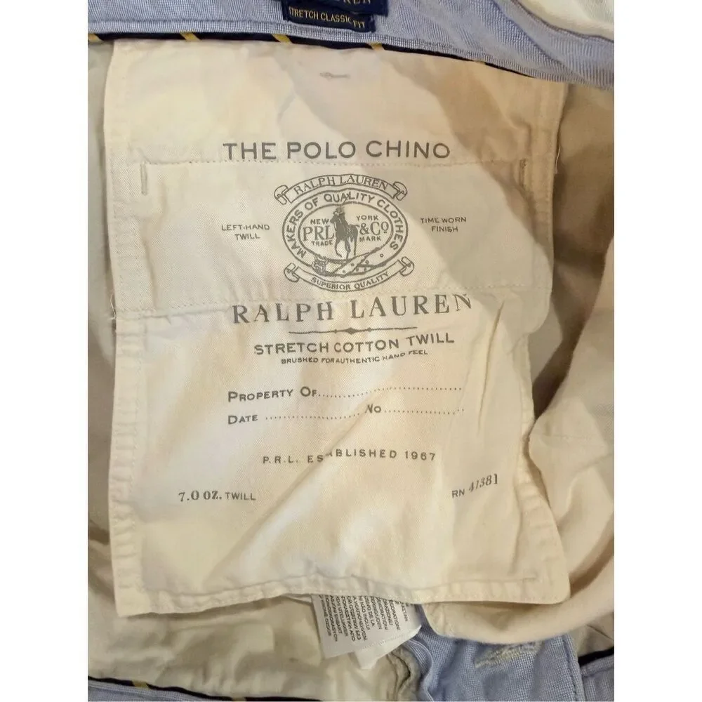 Polo Ralph Lauren The Polo Chino Shorts Sz. 40 Stretch Khaki Preppy